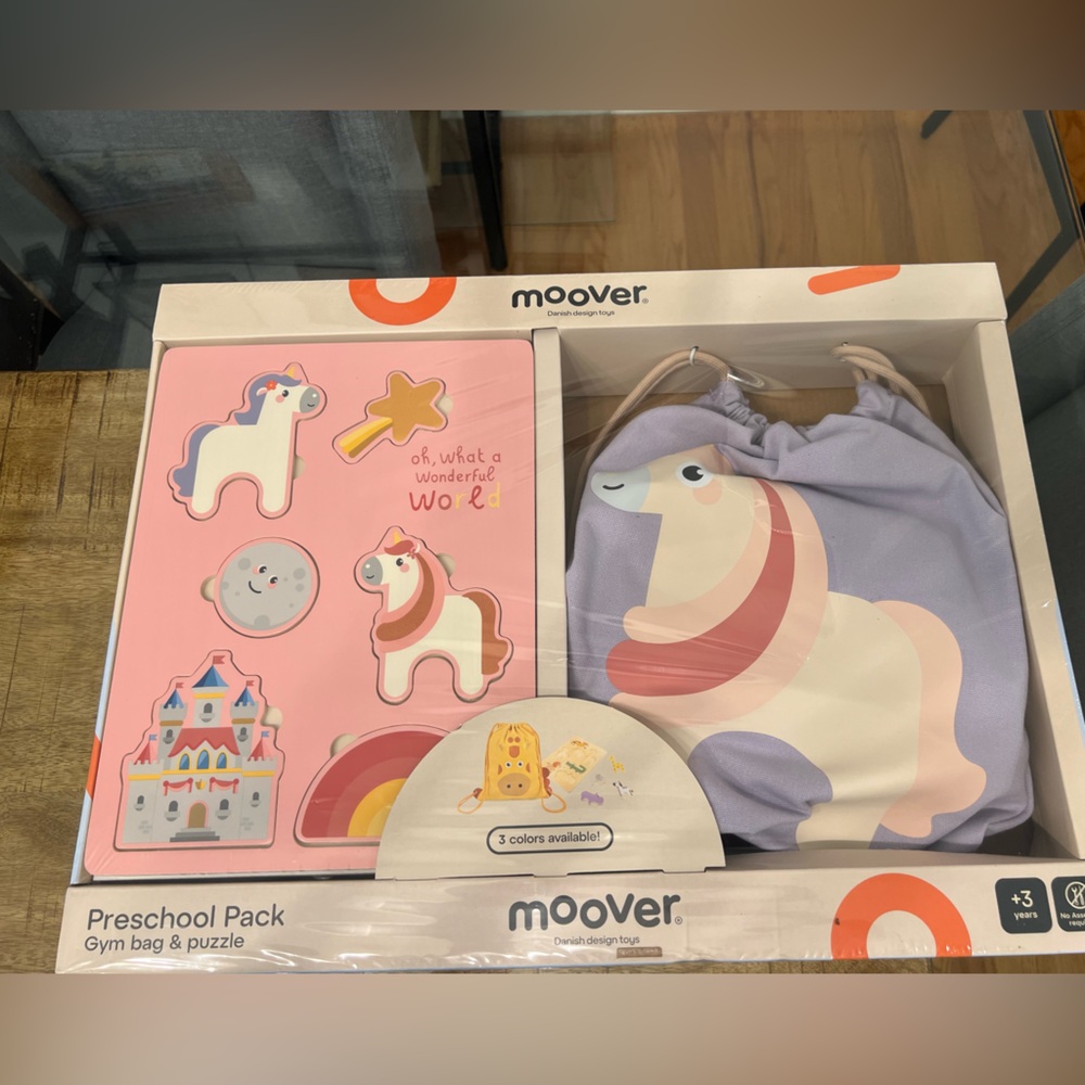 Kids Puzzle and Bag Set - Pink and Purple gym bag and puzzle unicorn